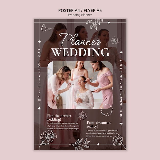 PSD gratuito modello di poster per la pianificazione di matrimoni