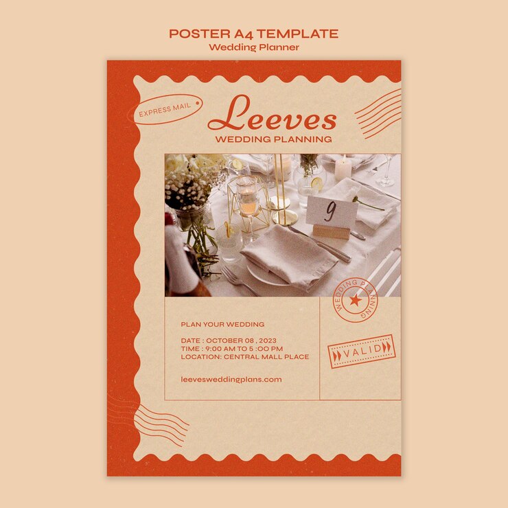 無料PSD ウェディングプランナーのポスターテンプレート