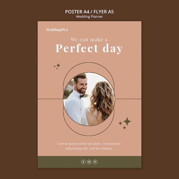 PSD gratuito modello di poster verticale per wedding planner