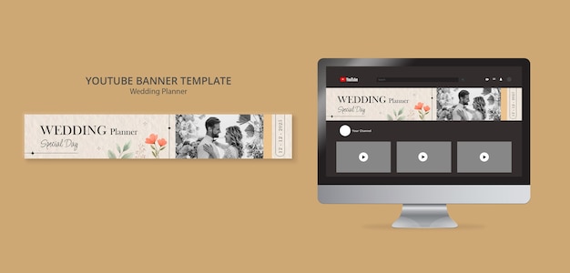 PSD gratuito modello banner youtube per wedding planner