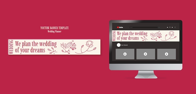 PSD gratuito modello di banner per il wedding planner youtube