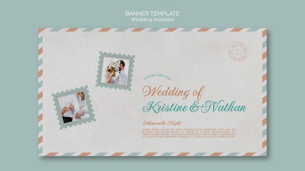 Free PSD wedding postcard banner template