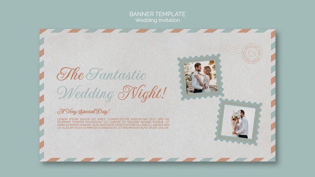 PSD gratuito modello di banner cartolina di nozze