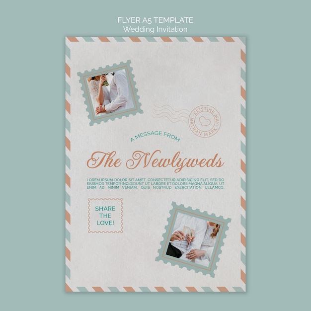 Free PSD wedding postcard flyer a5 template