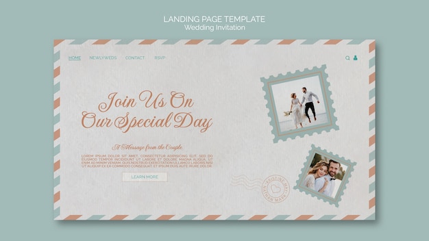 Wedding postcard landing page template