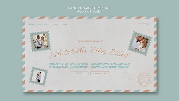 Free PSD wedding postcard landing page template