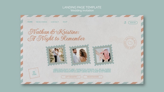 Free PSD wedding postcard landing page template