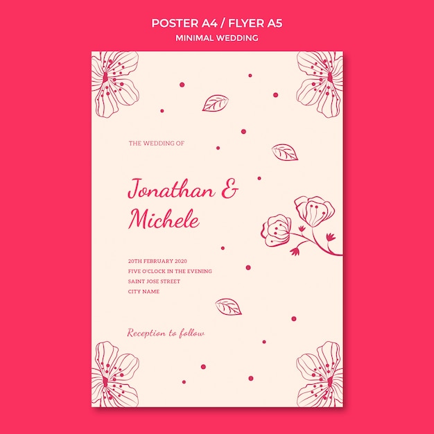 Free PSD wedding poster template concept