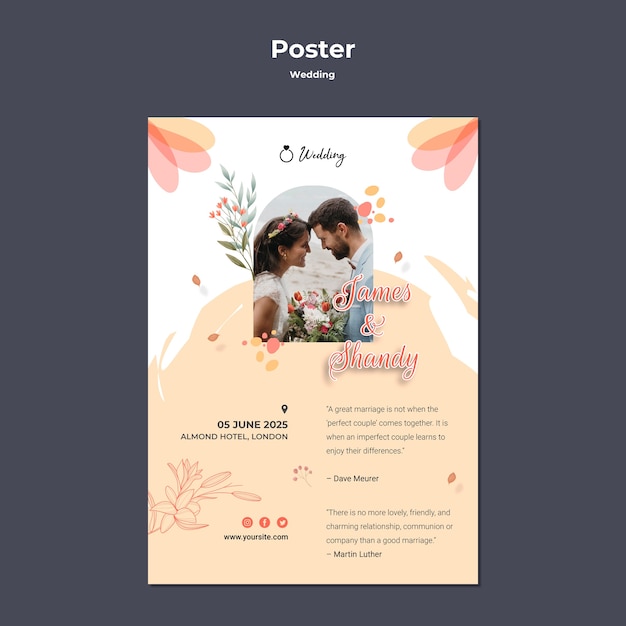 Free PSD wedding poster template design