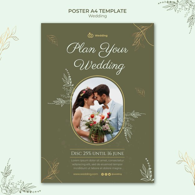 Wedding poster template with photo