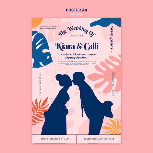 PSD gratuito modello di poster di matrimonio