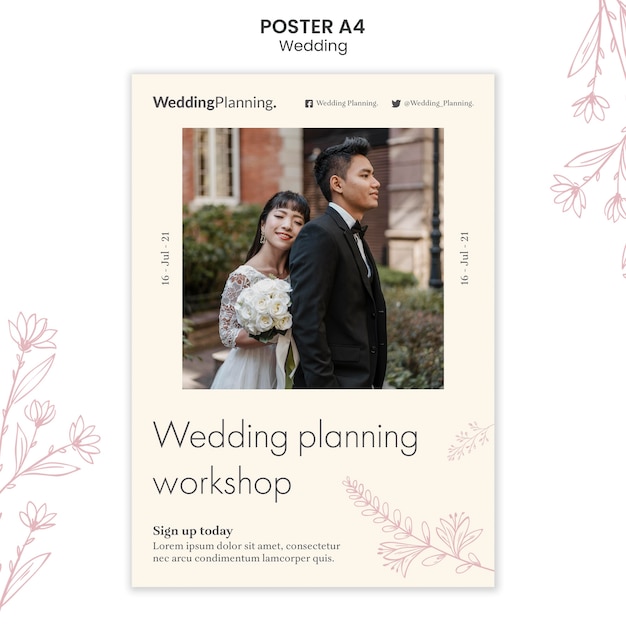 無料PSD 結婚式のポスターテンプレート