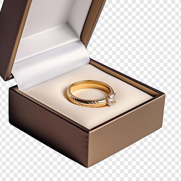 Free PSD a wedding ring in a box isolated on transparent background