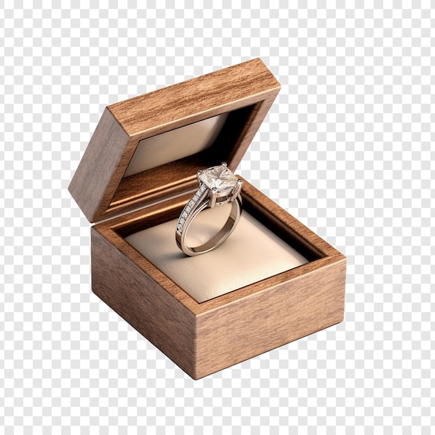 Free PSD a wedding ring in a box isolated on transparent background