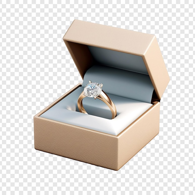 A wedding ring in a box isolated on transparent background