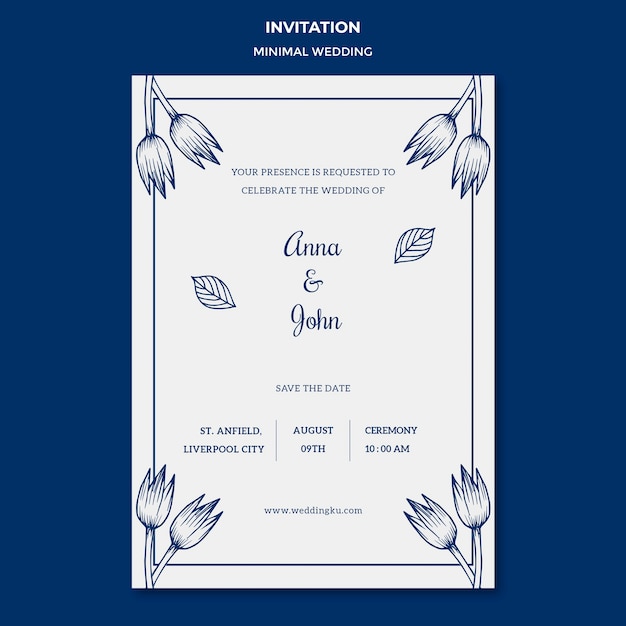 Free PSD wedding template for invitation card