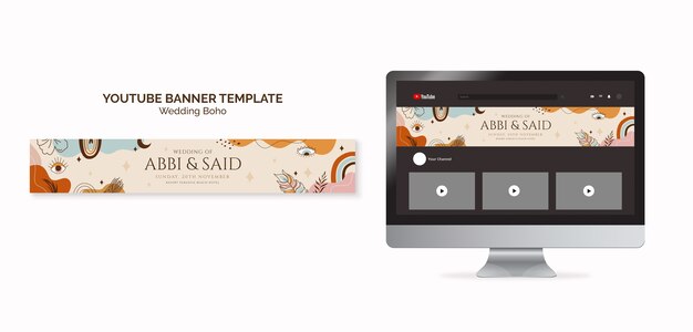 Wedding youtube channel art template design