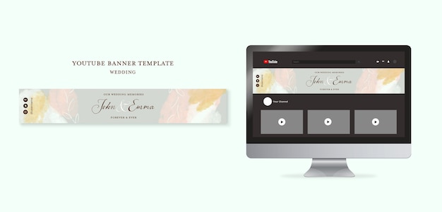 Free PSD wedding youtube channel art template design