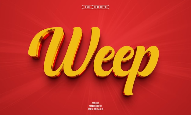 Free PSD weep 3d editable text effect