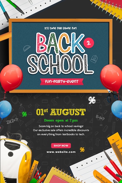 Free PSD welcome back to school party poster template