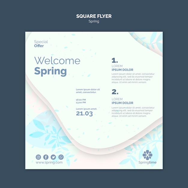 Free PSD welcome spring square flyer template