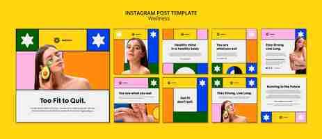 Free PSD wellness concept instagram posts template