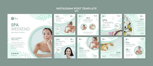 Free PSD wellness concept instagram posts template