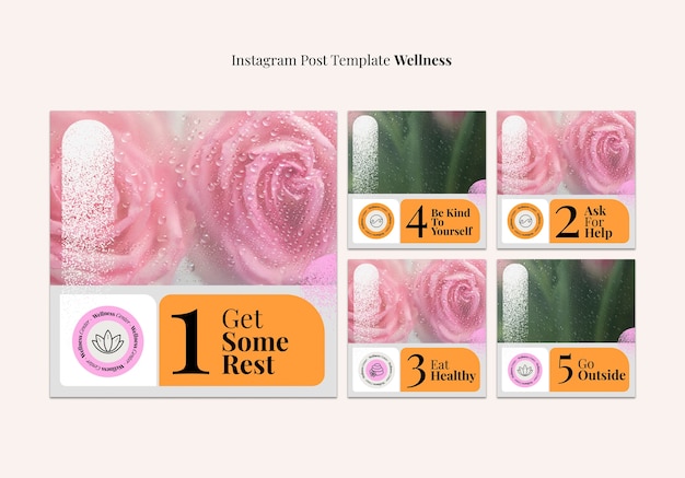 Free PSD wellness concept instagram posts