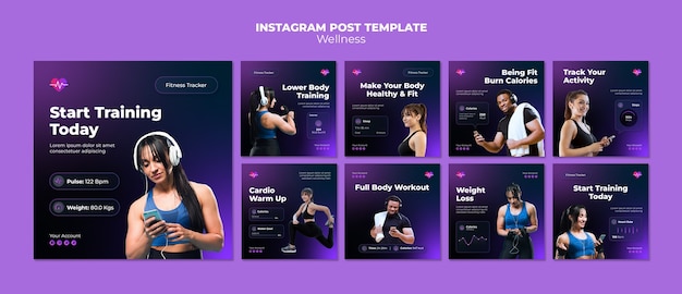 Free PSD wellness concept instagram posts