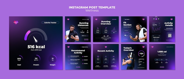 Free PSD wellness concept instagram posts