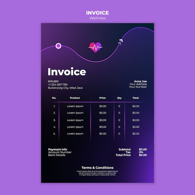 Wellness concept invoice template