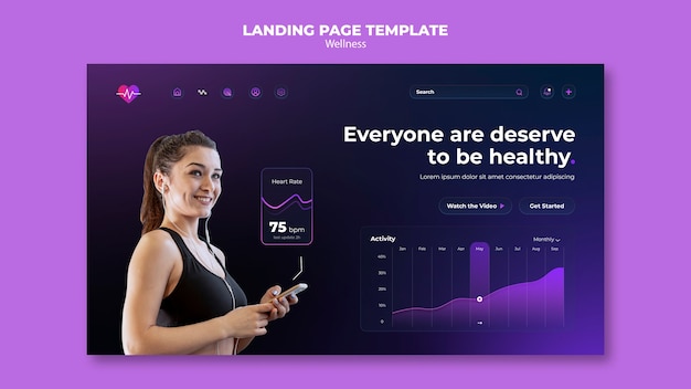 Free PSD wellness concept landing page template