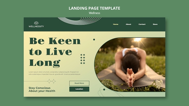 Free PSD wellness concept landing page template