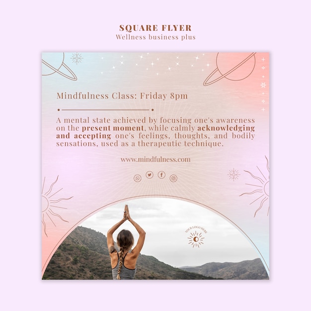 Free PSD wellness concept square flyer template