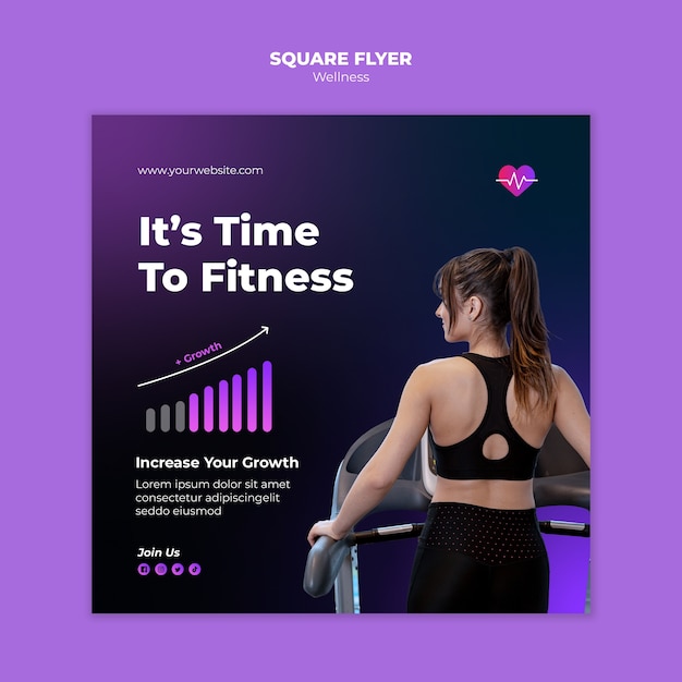Free PSD wellness concept square flyer