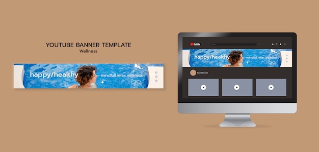 PSD gratuito banner youtube concetto di benessere
