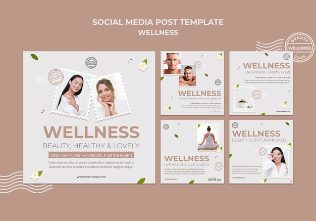 Free PSD wellness instagram posts template with photo