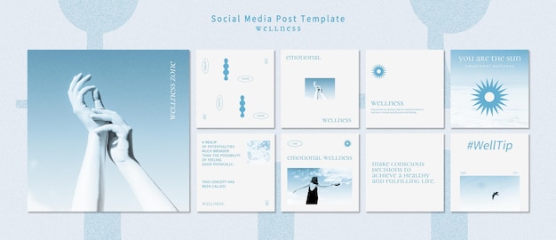 Free PSD wellness instagram posts template with photo