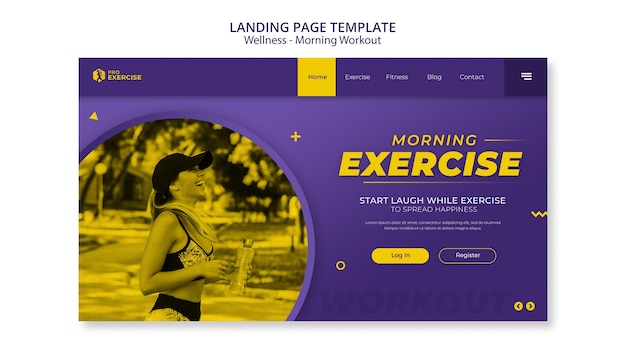 Free PSD wellness  morning workout landing page