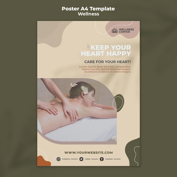 無料PSD 写真付きウェルネスポスターテンプレート