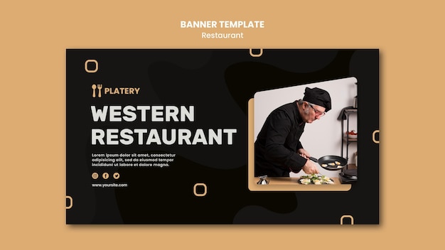 Бесплатный PSD Шаблон баннера открытия западного ресторана