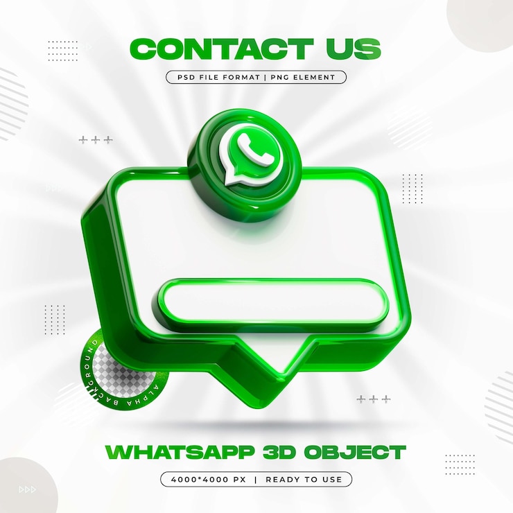 Бесплатный PSD whatsapp banner element icon изолированный 3d-рендер