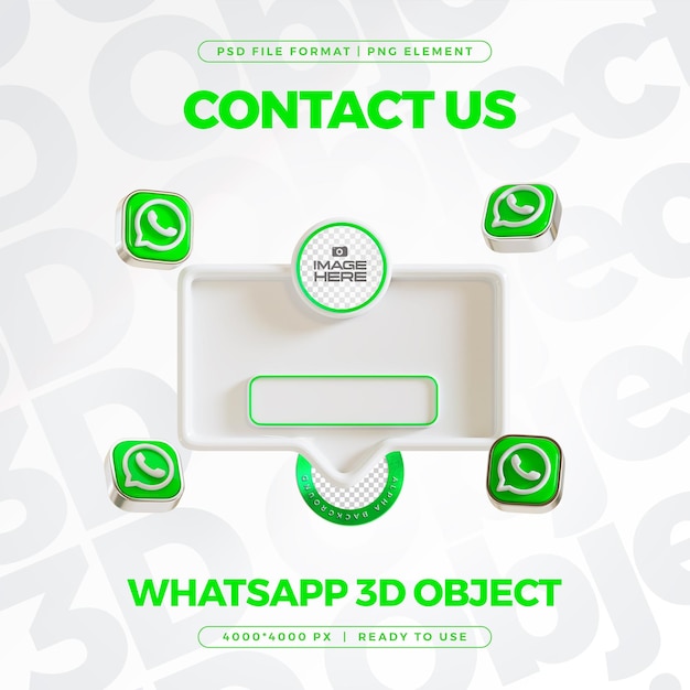 Free PSD whatsapp contact us banner element icon isolated 3d render