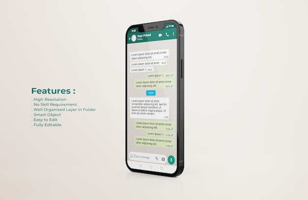 Whatsapp Interface Template On Mobile Phone Mockup