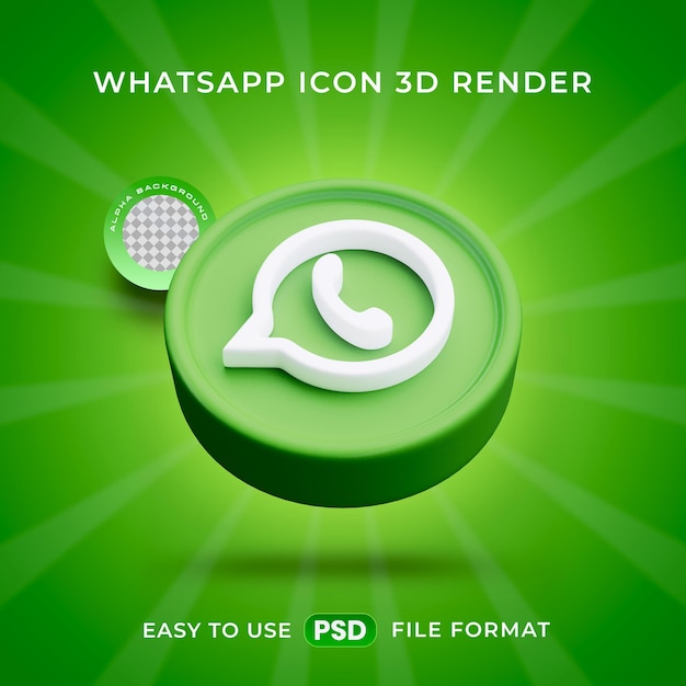 Free PSD whatsapp logo icon isolated 3d render illustration