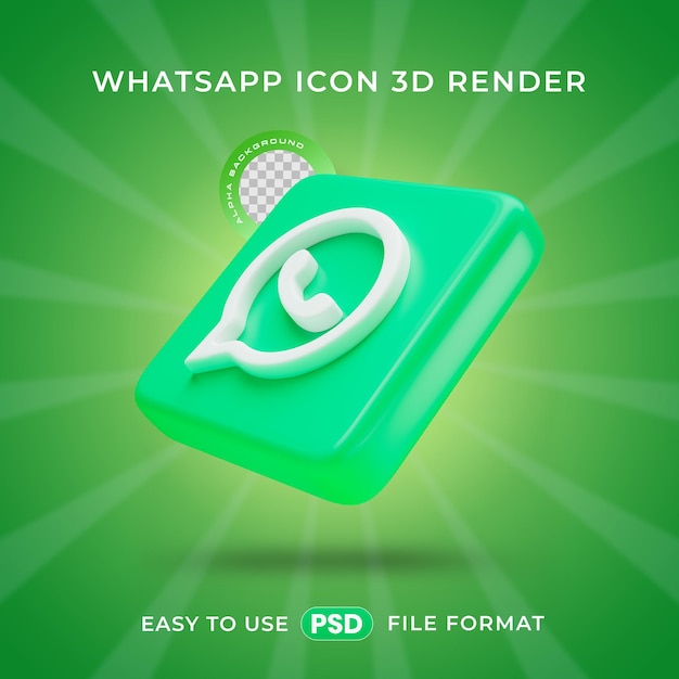 無料PSD whatsappのロゴアイコン 単離 3dレンダリングイラスト