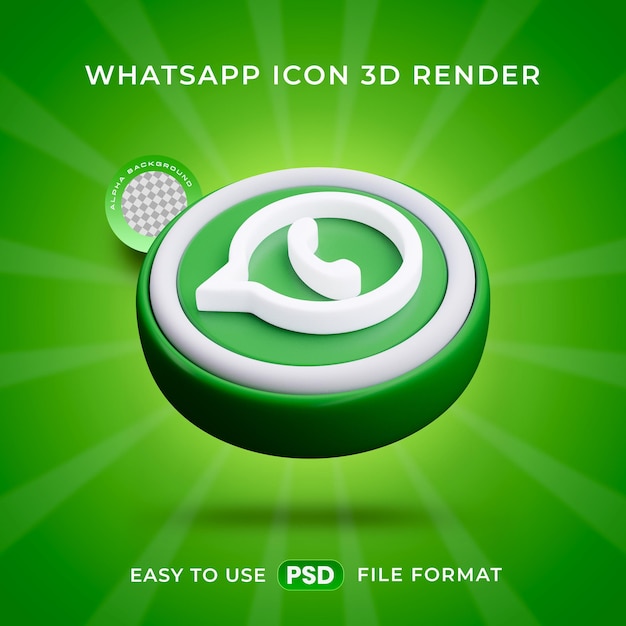 Free PSD whatsapp logo icon isolated 3d render illustration