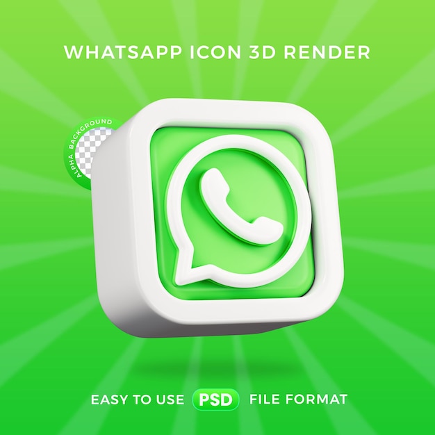 Whatsapp 로고 아이콘 고립 3d 렌더 일러스트레이션
