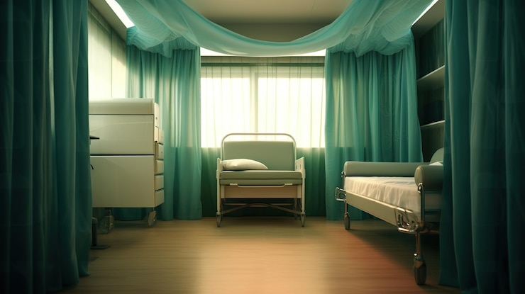 Free PSD wheeled bed behind privacy generative ai