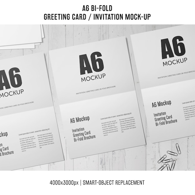 Free White A6 Bi-Fold Invitation Card Mockup